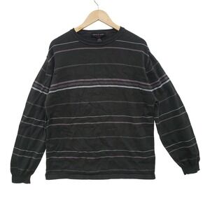 Vintage Pierre Cardin Mens Long Sleeve Striped Knit Sweater Size L 90s‎ Dadcore